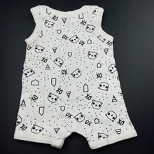Load image into Gallery viewer, unisex Dymples, white &amp; black cotton romper, FUC, size 0000,  