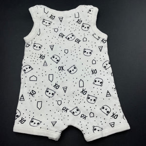 unisex Dymples, white & black cotton romper, FUC, size 0000,  