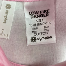 Load image into Gallery viewer, Girls Dymples, pink &amp; white cotton romper, discolouration, FUC, size 1,  