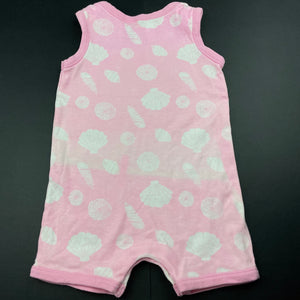 Girls Dymples, pink & white cotton romper, discolouration, FUC, size 1,  