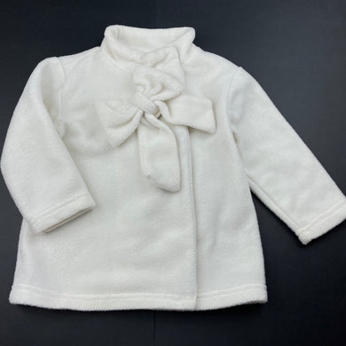 Girls Kids Stuff, white fleece jacket / coat, L: 35cm, GUC, size 1,  