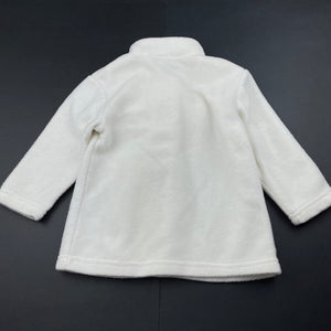 Girls Kids Stuff, white fleece jacket / coat, L: 35cm, GUC, size 1,  