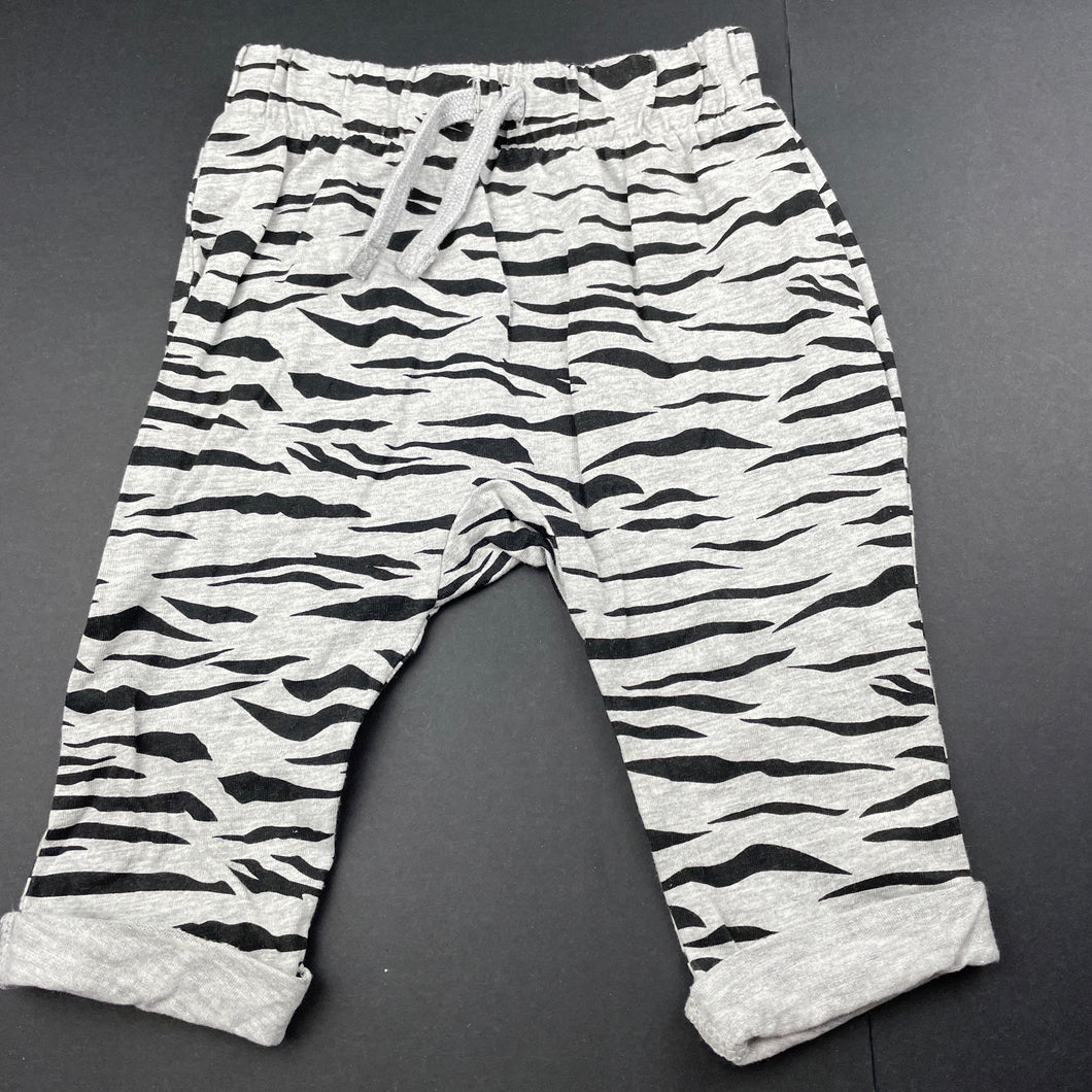 unisex Target, zebra print pants / bottoms, elasticated, EUC, size 00,  