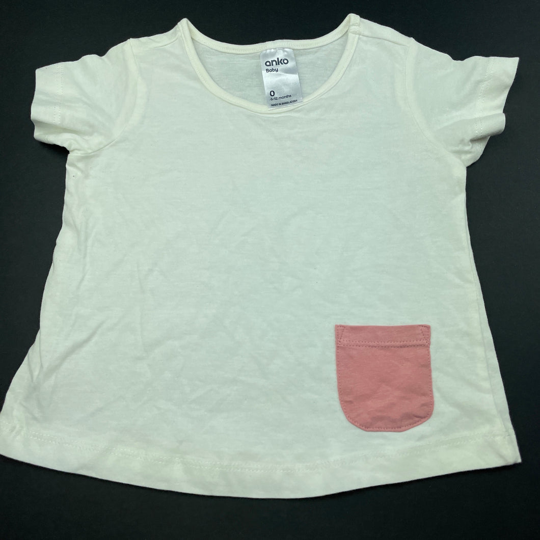 Girls Anko, lightweight cotton t-shirt / top, EUC, size 0,  