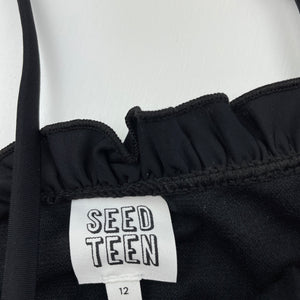 Girls Seed, black swim top, EUC, size 12,  