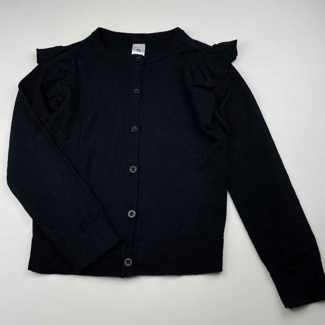 Girls Kids & Co, black knitted ruffle cardigan, EUC, size 7,  
