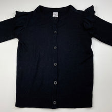 Load image into Gallery viewer, Girls Kids &amp; Co, black knitted ruffle cardigan, EUC, size 7,  