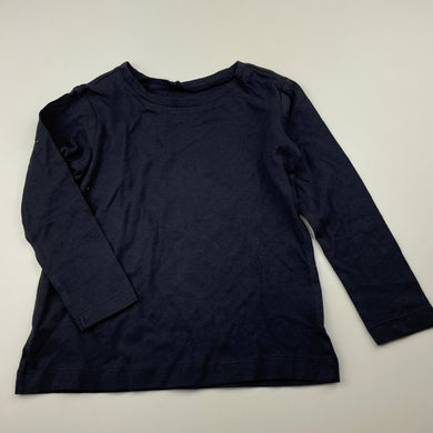 Girls Anko, navy cotton long sleeve t-shirt / top, EUC, size 2,  