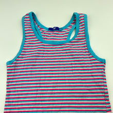 Load image into Gallery viewer, Girls L&amp;D, striped stretchy singlet top, FUC, size 6-8,  