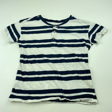 Load image into Gallery viewer, Boys Anko, navy stripe cotton henley top, FUC, size 6,  