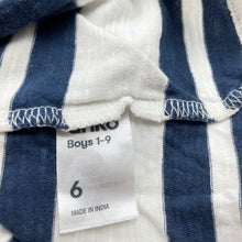 Load image into Gallery viewer, Boys Anko, navy stripe cotton henley top, FUC, size 6,  
