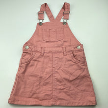 Load image into Gallery viewer, Girls Breakers, pink denim overalls dress / pinafore, EUC, size 4, L: 55cm
