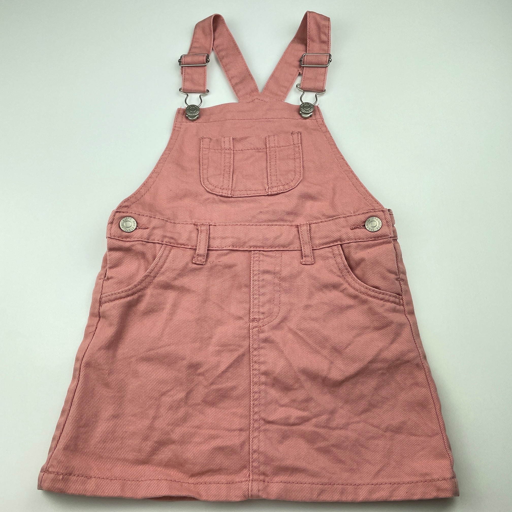 Breakers, pink denim overalls dress / pinafore, EUC, size 4, L: 55cm –  DaisyChainClothing