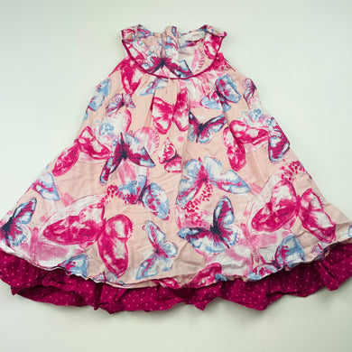 Girls Pumpkin Patch, lined lightweight cotton party dress, butterflies, GUC, size 2, L: 47cm