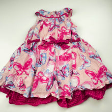 Load image into Gallery viewer, Girls Pumpkin Patch, lined lightweight cotton party dress, butterflies, GUC, size 2, L: 47cm