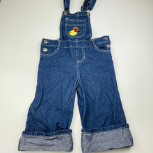 Load image into Gallery viewer, unisex Disney, Mickey Mouse lightweight denim overalls, Inside leg: 24.5cm, EUC, size 5,  