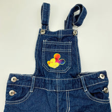 Load image into Gallery viewer, unisex Disney, Mickey Mouse lightweight denim overalls, Inside leg: 24.5cm, EUC, size 5,  