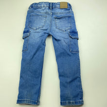 Load image into Gallery viewer, Girls Target, stretch denim cargo jeans, adjustable, Inside leg: 33.5cm, FUC, size 2,  