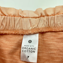 Load image into Gallery viewer, Girls Target, orange organic cotton shorts, elasticated, EUC, size 7,  