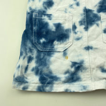 Load image into Gallery viewer, Girls Breakers, tie dyed denim overalls dress, mark back left, FUC, size 3, L: 51cm