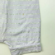Load image into Gallery viewer, unisex Bonds, lilac &amp; grey zip wondersuit romper, EUC, size 00,  