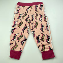 Load image into Gallery viewer, Girls Adidas, pink animal print track pants, elasticated, Inside leg: 30.5cm, FUC, size 2,  