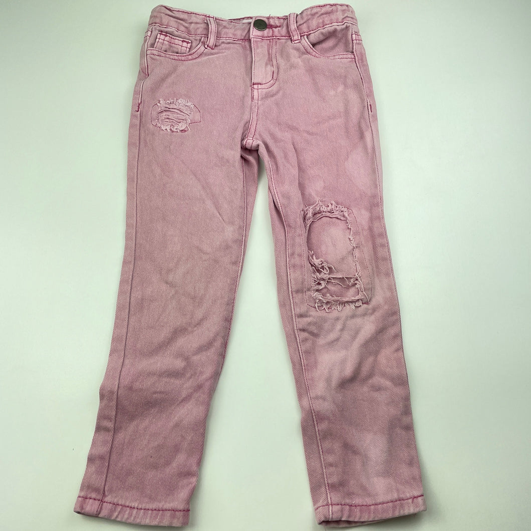 Girls Cotton On, distressed denim jeans, adjustable, Inside leg: 41cm, FUC, size 4,  