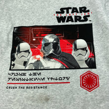 Load image into Gallery viewer, Boys Star Wars, The Last Jedi fleece lined sweater, mark lower front, FUC, size 9-10,  