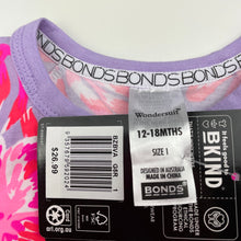 Load image into Gallery viewer, Girls Bonds, floral zip wondersuit / zippy / romper, NEW, size 1,  
