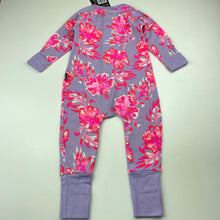 Load image into Gallery viewer, Girls Bonds, floral zip wondersuit / zippy / romper, NEW, size 0,  