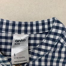 Load image into Gallery viewer, Boys Anko, checked cotton collarless shirt, FUC, size 1,  