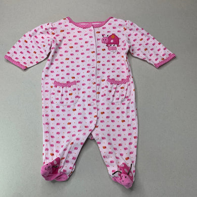 Girls Carter's, pink cotton coverall / romper, FUC, size 3 months,  