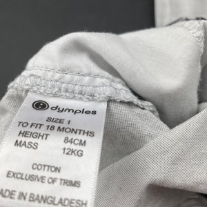 Boys Dymples, lightweight cotton chino pants, adjustable, Inside leg: 25cm, GUC, size 1,  