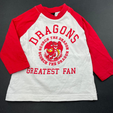 unisex NRL Supporter, St George Dragons cotton top, GUC, size 00,  