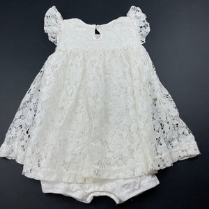 Girls Baby Berry, cream floral lace romper dress, EUC, size 1,  