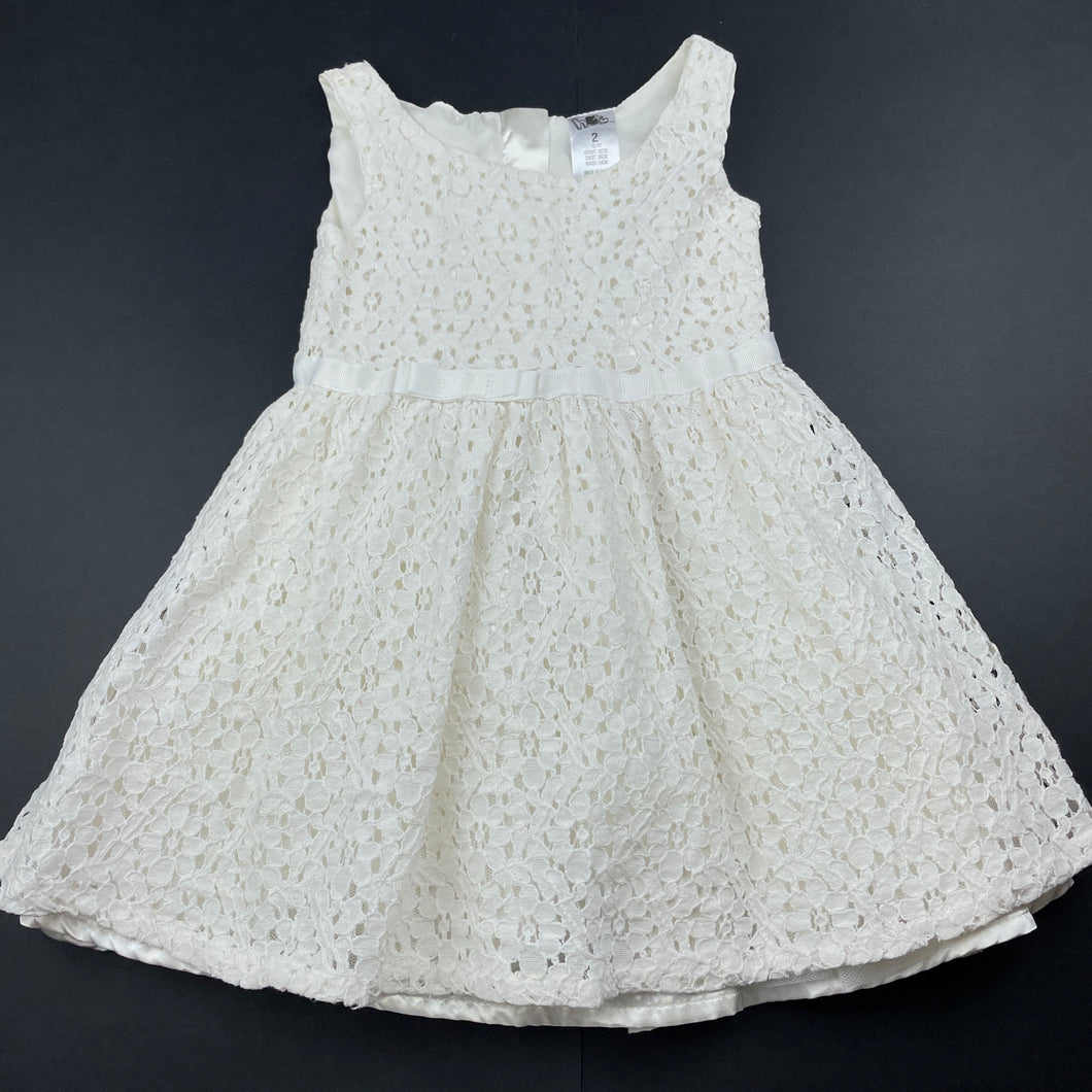 Girls H&T, lined floral lace party dress, GUC, size 2, L: 44cm