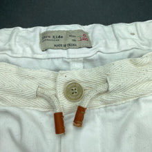 Load image into Gallery viewer, Boys Zara, white stretch cotton pants, adjustable, Inside leg: 46cm, FUC, size 8,  