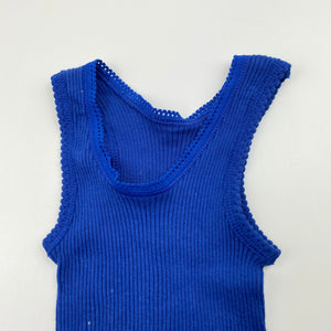 unisex Bonds, royal blue ribbed cotton singlet top, GUC, size 000,  