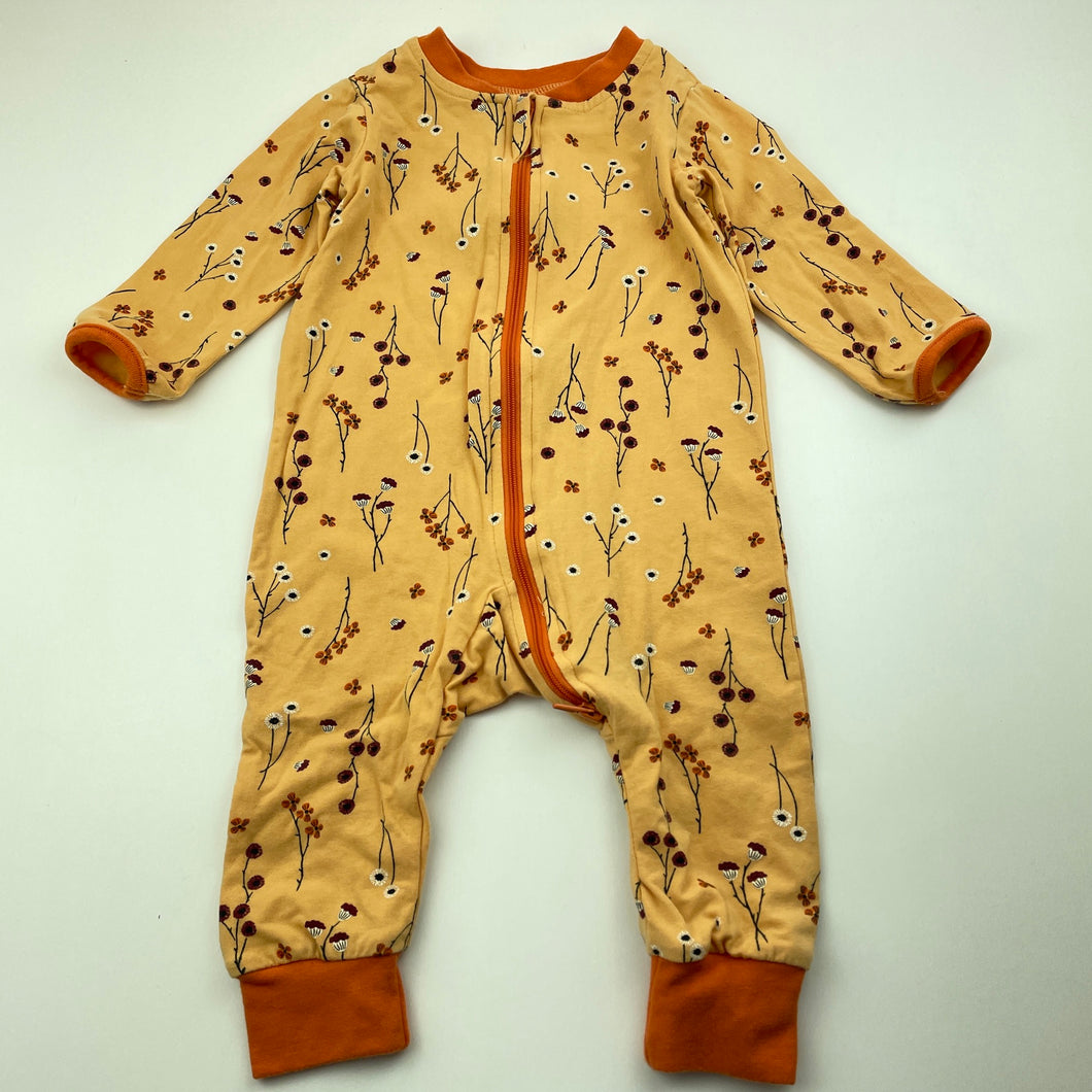 Girls Anko, organic cotton blend floral zip romper, EUC, size 00,  