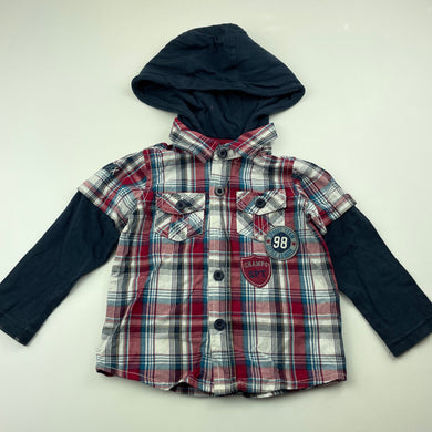 Boys Sprout, cotton hooded shirt / top, GUC, size 1,  