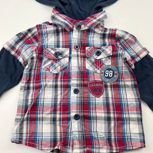 Boys Sprout, cotton hooded shirt / top, GUC, size 1,  