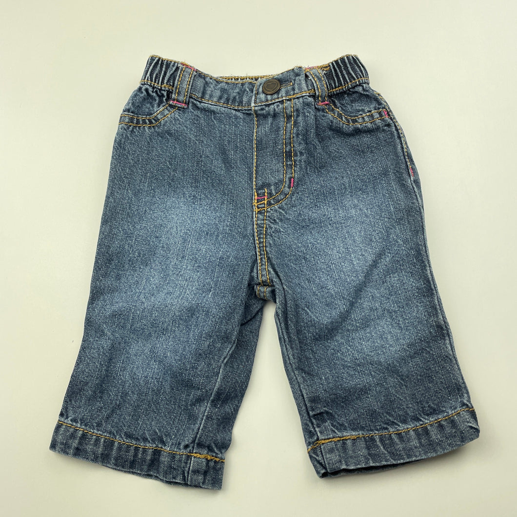 Girls Circo, blue denim pants, elasticated, GUC, size 3 months,  