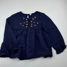Load image into Gallery viewer, Girls Romocie, embroidered navy long sleeve top, EUC, size 6,  