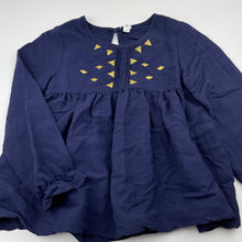 Load image into Gallery viewer, Girls Romocie, embroidered navy long sleeve top, EUC, size 6,  