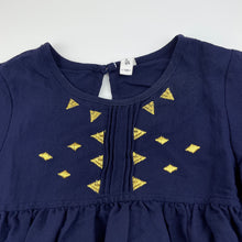 Load image into Gallery viewer, Girls Romocie, embroidered navy long sleeve top, EUC, size 6,  