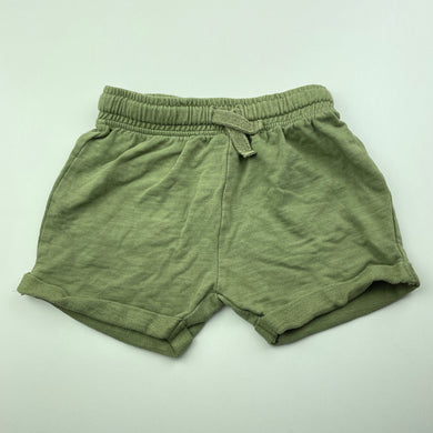 unisex Dymples, khaki organic cotton shorts, elasticated, GUC, size 0,  