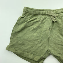 Load image into Gallery viewer, unisex Dymples, khaki organic cotton shorts, elasticated, GUC, size 0,  