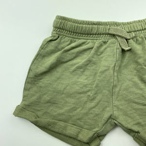 unisex Dymples, khaki organic cotton shorts, elasticated, GUC, size 0,  