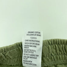 Load image into Gallery viewer, unisex Dymples, khaki organic cotton shorts, elasticated, GUC, size 0,  