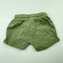 Load image into Gallery viewer, unisex Dymples, khaki organic cotton shorts, elasticated, GUC, size 0,  